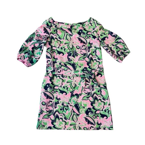 Lilly Pulitzer Dresses & Skirts - Lilly Pulitzer Lime Green and Pink Retro Belted Dress Women's Sz 4
